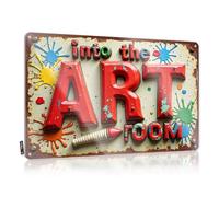 Creative Splash Plaque murale décorative en métal prête à être accrochée pour les campeurs Motif exploration du monde de la salle d'art 20 x 30 cm