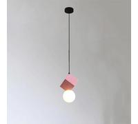 Creative Square Resin Light Modern Minimalist Bedside Iron Chandeliers Pink E27 Single Head Hanginglamp Bar Living Room Corner Decoration Lighting Fixture/Pink