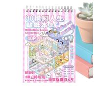 Creative Sticker Book - Miniature Scene Art for Craft Fun | Pet Material with 40 Sheets, Cartoon Fantasy Design, Diy Activity Kit, Adults, Kids, Teens, Youth, Lovers, Decorative, Accessory