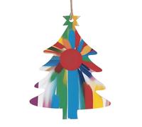 Creative Strokes Lot de 4 pendentifs décoratifs en bois en forme d'arbre de Noël pour décoration d'arbre, de mur et de porte - Style vintage