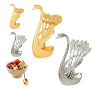 Creative Swan Design Coffee Stirring Spoon Set 6 Spoons, Elegant Swan Coffee Spoon Set with Holder, Metal Coffees Spoons Rest for Kitchen Café Home Office Decor (Mix)
