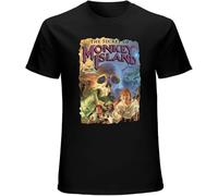 Creative The Secret of Monkey Island Men's T-Shirt Black Tee Black Manches Courtes(X-Large)
