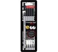 Creative Tips - Feutre Dessin - Etui Carton X 5 Stylos De Calligraphie À Pointe Assorties 0.2; 0.4; 0.7; 1 Mm Et Brush - Noir