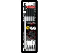 Creative Tips - Feutre Dessin - Etui Carton X 5 Stylos De Calligraphie À Pointe Assorties 0.2; 0.4; 0.7; 1 Mm Et Brush - Noir