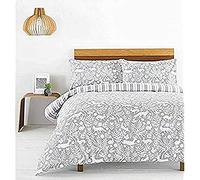 Creative Tissu Skandi Woodland Duvet Set, Coton, Gris Clair, Super King, Hellgrau