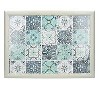 Creative Tops C000325 Plateau rembourré avec Coussin Motif Carreaux Verts Blanc/Turquoise 44 x 34 cm