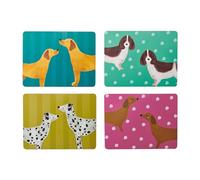 Creative Tops Dog Print Lot de 4 sets de table rectangulaires avec dos en liège résistant à la chaleur et aux taches Protection jusqu'à 120 °C Surface laquée de luxe facile à nettoyer Multicolore 30 x