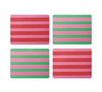 Creative Tops Lot de 4 Sets de Table Rectangulaires à Motif Rayé, Dos en Liège, Surface Résistante à la Chaleur Jusqu’À 120 °C et aux Taches, Laquée et Facile à Nettoyer, 30 X 22 cm