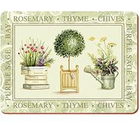 Creative Tops Lot de 4 sets de table rectangulaires de haute qualité avec dos en liège, collection Topiary, 4 sets de table de 40 cm x 29 cm chacun