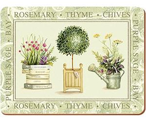 Creative Tops Lot de 4 sets de table rectangulaires de haute qualité avec dos en liège, collection Topiary, 4 sets de table de 40 cm x 29 cm chacun