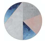 Creative Tops Lot de 4 Sets de Table Ronds avec Dos en Liège Motif Palette Géométrique Bleu/Gris, 29 x 29 x 0,5 cm