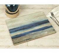 Creative Tops Premium Set de Table Ocean View avec Dos en Liège, Bois Dense, Bleu, Lot de 4