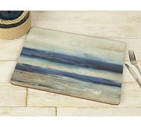 CREATIVE TOPS PREMIUM Set de 6 sets de table en bois avec dos en liège, vue abstraite sur l'océan, bleu abstrait, 30 x 22,8 cm, Medium Placemats