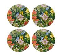 Creative Tops Lot de 4 Sets de Table Ronds Motif Floral Tropical avec Dos en liège résistant à la Chaleur et aux Taches Protection jusqu'à 120 °C Surface laquée de Luxe Facile à Nettoyer 29 cm