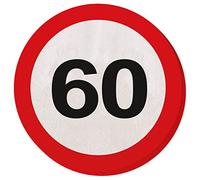Creative Traffic Lot de 20 Serviettes de Table pour fête de 60e Anniversaire Motif Panneau de signalisation