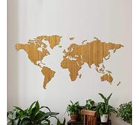 Creative Use of Technology Carte du monde en bois - Bambou - ExtraLarge (185 x 92 cm) - Décoration maison - Décoration murale - Art mural en bois - Carte du monde en bois