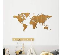 Creative Use of Technology Carte du monde en bois - Bambou - Medium (90 x 45 cm) - Décoration maison - Décoration murale - Art mural en bois - Carte du monde en bois