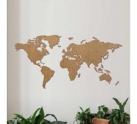 Creative Use of Technology Carte du monde en bois - Chêne - ExtraLarge (185 x 92 cm) - Décoration maison - Décoration murale - Art mural en bois - Carte du monde en bois