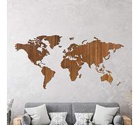 Creative Use of Technology Carte du monde en bois - Noyer - ExtraLarge (185 x 92 cm) - Décoration maison - Décoration murale - Art mural en bois - Carte du monde en bois