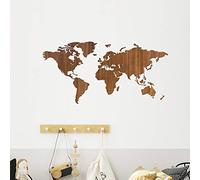 Creative Use of Technology Carte du monde en bois - Noyer - Medium (90 x 45 cm) - Décoration maison - Décoration murale - Art mural en bois - Carte du monde en bois