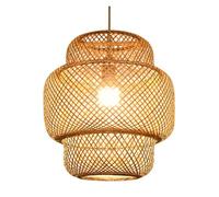 Creative Weaving Lights Bar Natural Lighting LED Industrial Hanging Pendant Light Retro Style Woven Rattan Chandelier for Home Decor(50 * 48cm)