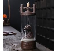 Creative Wind Shield Dragon Backflow Incense Burner Purple Sand Smoke Waterfall Incense Holder Aromatherapy Stove Home Decoration Crafts (Dragon B)