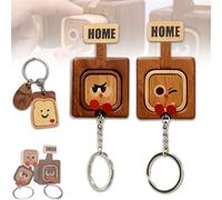 Creative Wooden Key Hooks with Funny Facial Expressions - Functional & Stylish Key, 2026 New Cute Wooden Keychain Hooks with Cute HOME/OUT Design, for Office Home Decor (B+C)