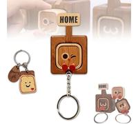 Creative Wooden Key Hooks with Funny Facial Expressions - Functional & Stylish Key, 2026 New Cute Wooden Keychain Hooks with Cute HOME/OUT Design, for Office Home Decor (B)