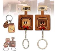 Creative Wooden Key Hooks with Funny Facial Expressions - Functional & Stylish Key, 2026 New Cute Wooden Keychain Hooks with Cute HOME/OUT Design, for Office Home Decor (A+C)
