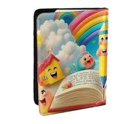 Creative World of Colored Pencil Étui de passeport imprimé en cuir PU pour homme et femme, 16,5 cm, Noir , Taille unique