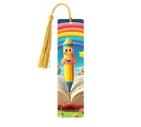 Creative World of Colored Pencil Marque-pages en bois imprimé double face unique Accessoires de livre artistique Cadeaux d'anniversaire pour homme femme pour les amateurs de livres