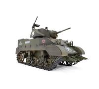 CreativeBlocker Modèle de char radiocommandé, 1/16 US M5A1, modèle de véhicule militaire, modèle de char de guerre, avec effets sonores, lumières et fumées, un excellent cadeau pour les fans
