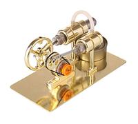 CreativeBlocker Stirling Motor Kit de construction pour adultes - Mini moteur Stirling en métal - Fonctionnel avec lampes à alcool, modèle de machine à vapeur à air chaud, boîte d'expérimentation