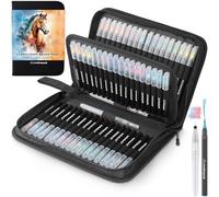 Creativepeak Stylos pinceaux aquarelle, 72 marqueurs de coloration à pointe souple avec 4 pinceaux estompeurs, ensemble de stylos pinceaux aquarelle pour calligraphie et lettrage