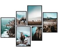 CreativeRobin » Chevaux, Montagnes & Liberté « Poster premium Déco Murale comme décoration de salon | 4x A3 + 2x A4 collage de photos murales