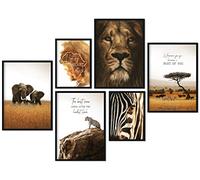 CreativeRobin Lot de 6 tableaux muraux en tant que posters - Belle décoration de salon - Sans cadre photo (Afrique, 4 x A3 | 2 x A4)