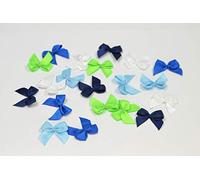 Creativery Lot de 20 nœuds en satin 2,5 x 3 cm Couleur unie Nœuds décoratifs pour mariage baptême communion (mixte bleu)