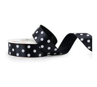 Creativery Ruban de satin à pois - 25 mm x 25 m - Choix de couleurs en 6/12/25/38 mm - Couleur résistante et lavable - Ruban pour mariage - Ruban cadeau pour emballage, décoration, bricolage - Noir