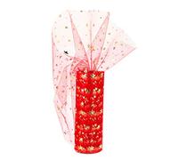 Creativery Tulle 9 m x 15 cm Étoiles Rouge/Or Rouleau Transparent pour Bricolage de tulle et costumes