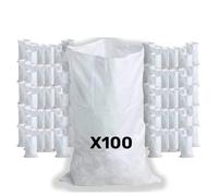 CREATIVES COULEURS - 100 Sacs à Gravats, 55 x 95cm, 55kg, Résistant et Réutilisable, En polypropylène tissé blanc, Sable, Terre, Gravier, Jardinage, Chantier, Déchets de constructions