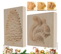 Creatives Lot de 2 tampons à biscuits en bois - Moule à biscuits 3D en forme d'animal, outil de cuisson réutilisable pour Noël, Halloween, Pâques, boulangerie maison