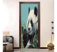 Créativité Auto-adhésif Sticker porte PVC 77×200 cmAnimal Panda gros plan Stickers Muraux Imperméable, Papier Peint Intérieure DIY Bleu étanche Autocollant Porte Amovible,Pour Salon, Chambre