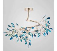 Créativité Brah Firefly Chdelier Agate Moderne Pierre Pendt Luminaire G4 Source De Lumière Plafonnier à Hauteur Réglable pour Salle à Manger Chambre, Gold and Blue Agate, 13