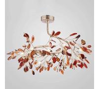 Créativité Brah Firefly Chdelier Agate Moderne Pierre Pendt Luminaire G4 Source De Lumière Plafonnier à Hauteur Réglable pour Salle à Manger Chambre, Gold and Red Agates, 13