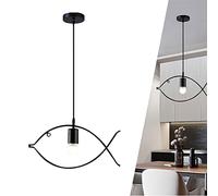 Créativité Moderne Simplicité Suspension Luminaire, Suspension en Forme De Poisson en Métal, Lampe De Plafond Suspendu Réglable Lustre pour Chambre d'enfant Chevet Cuisine Salle À Manger