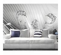 CréAtivité Relief Simplicité GéOméTrie Dauphin Papier Peint 3d Moderne Soie Texturée Haut De Gamme IdéAl Pour Le Salon Et La Chambre à Coucher-350cm×256cm