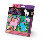 Creativity - Kit Autocollants à Colorier pour enfants 3 ans et plus - Activité artistique ludique avec 20 autocollants géants, 5 crayons thématiques et une grande scène illustrée (Licornes)