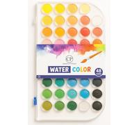 Creativity Point Kit de peinture aquarelle 48 couleurs avec 1 pinceau et palette de mélange, peinture aquarelle pour enfants, artistes, débutants, étudiants, amateurs, adultes, école