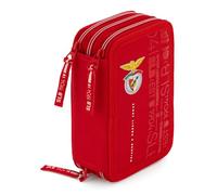 Creativolution Plumier Scolaire Officielle SL Benfica - Étui Scolaire Officiel SL Benfica - Polyester Rouge avec matériel Inclus - 3 Plateaux avec stylos, Crayons, règle, Taille-Crayon 20x12.5x6.5 cm