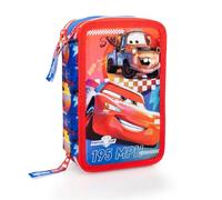 Creativolution - Trousse scolaire 3 fermetures éclair complète remplie 44 pièces avec feutres Giotto et crayons de mine 4 mm, Cars, Taille unique, Moderne